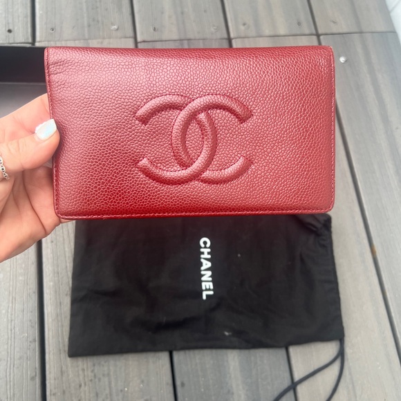 🔥Chanel Caviar Leather Burgundy Big Wallet 🔥 - Picture 13 of 14